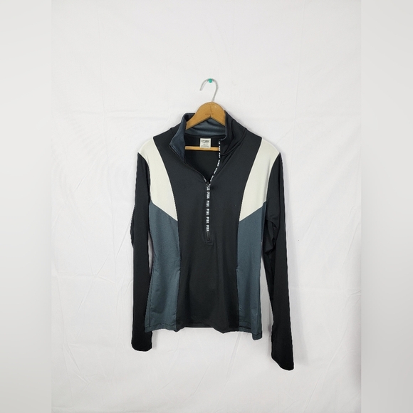 Victoria Secret Pink Large Black and White Quarter-Zip Pullover - Picture 1 of 5